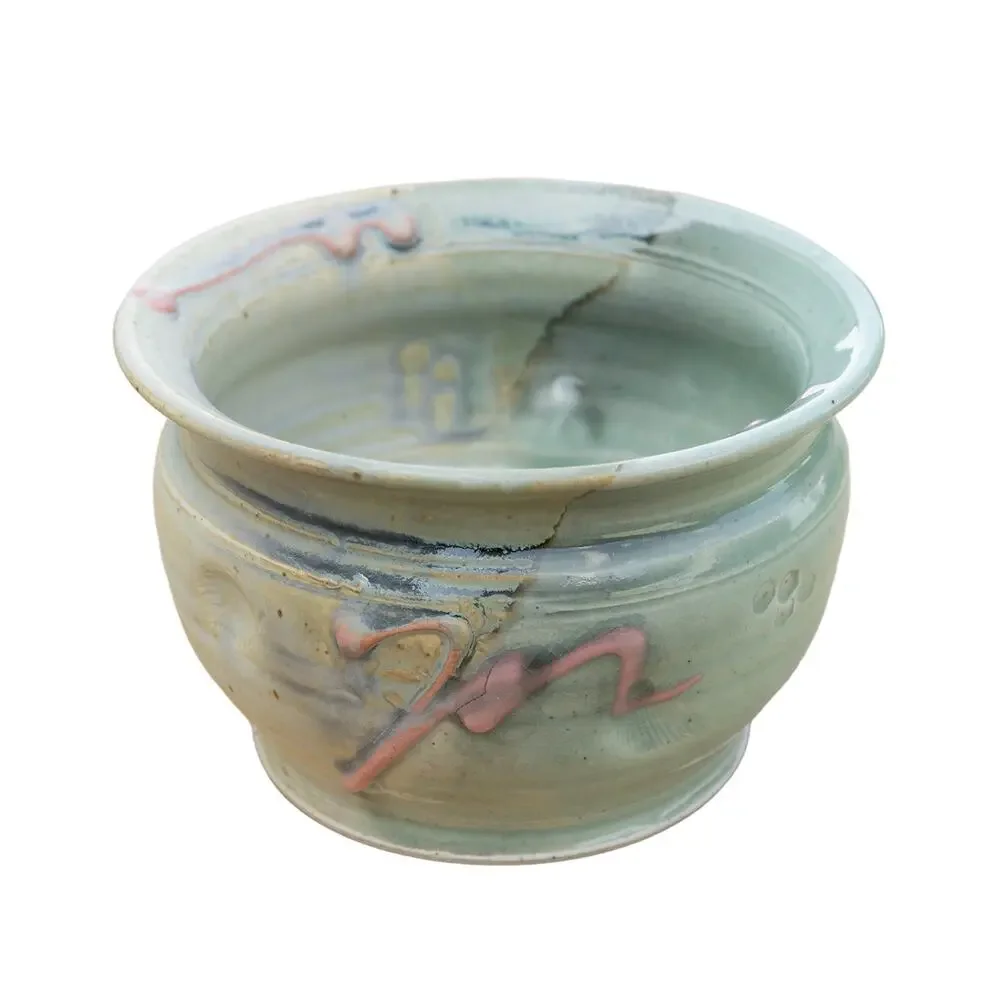 Vintage Hand-Thrown Studio Pottery Planter & Cachepot – Sage & Earth